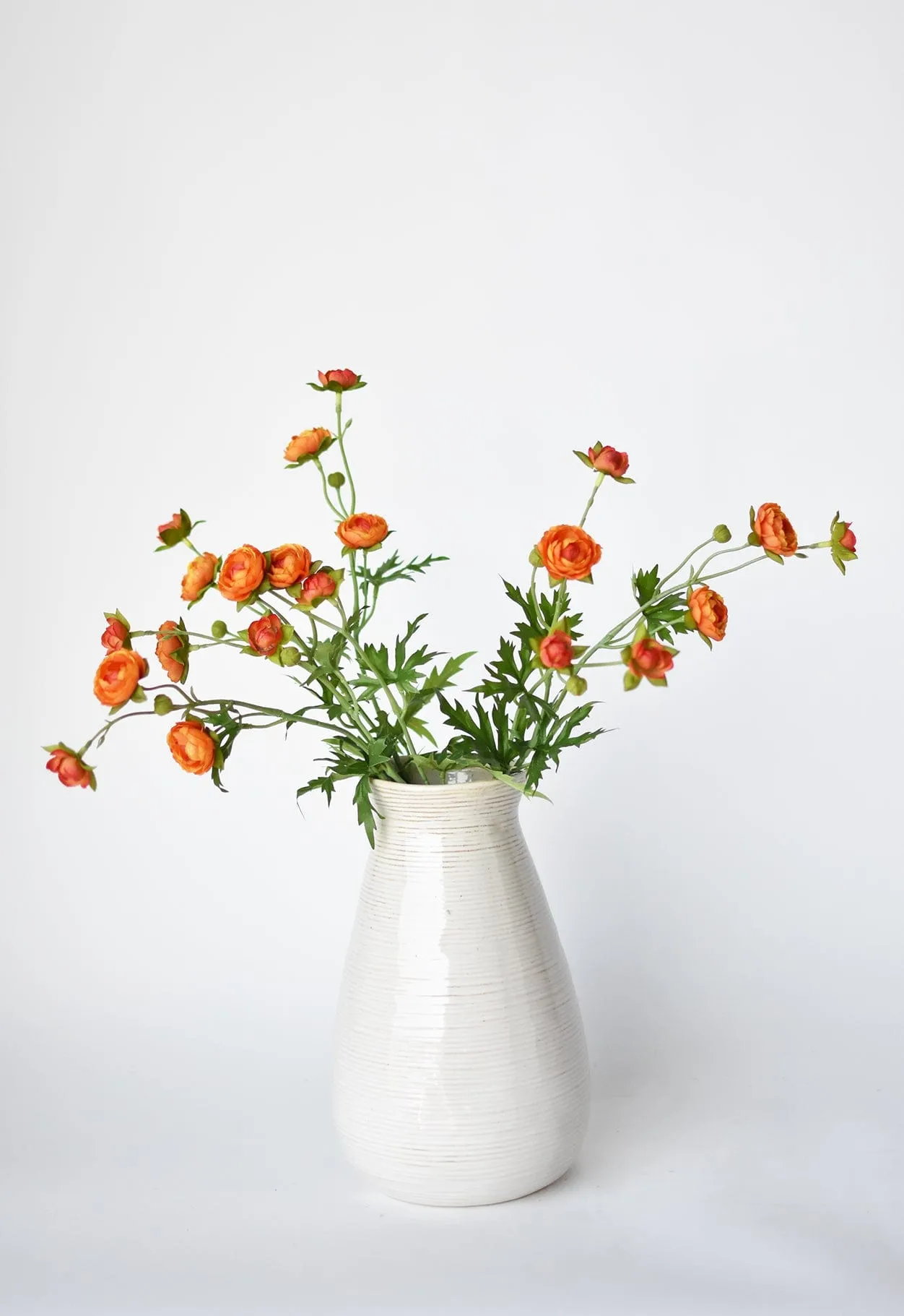 22" Faux Mini Orange Ranunculus Stem