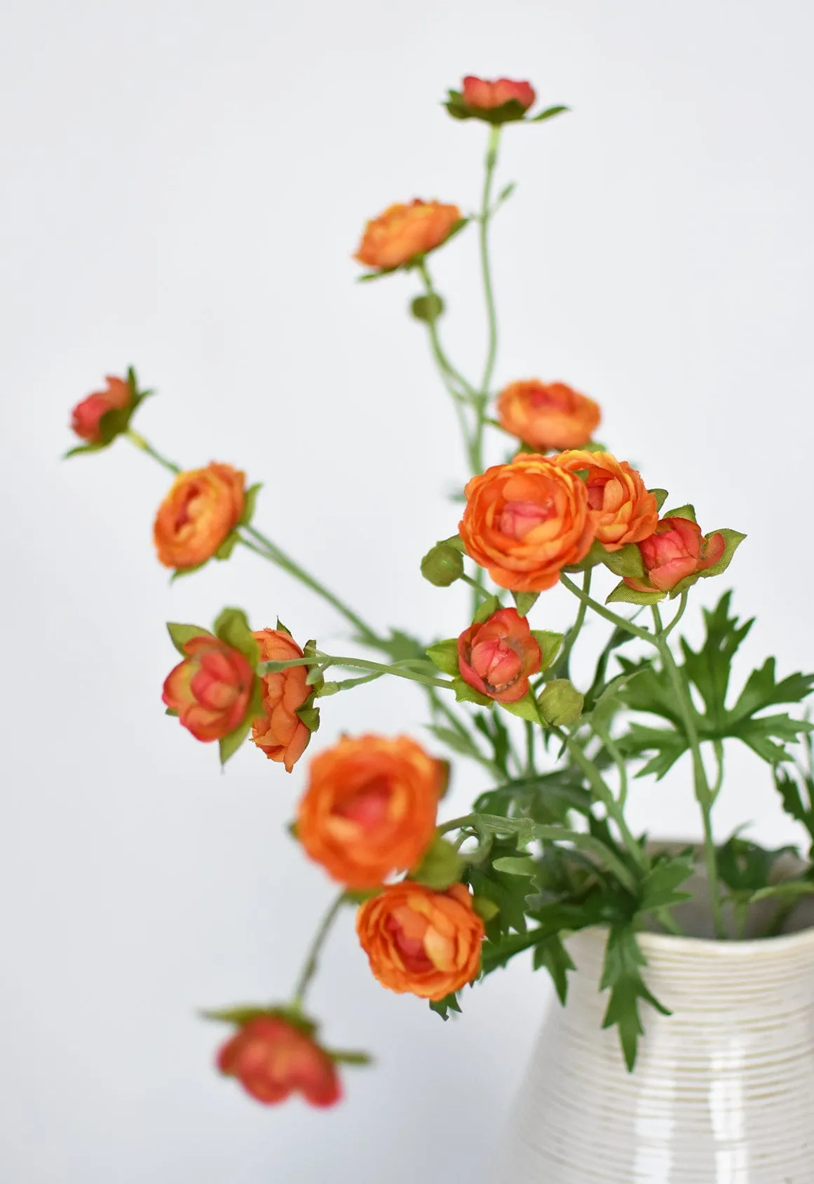 22" Faux Mini Orange Ranunculus Stem