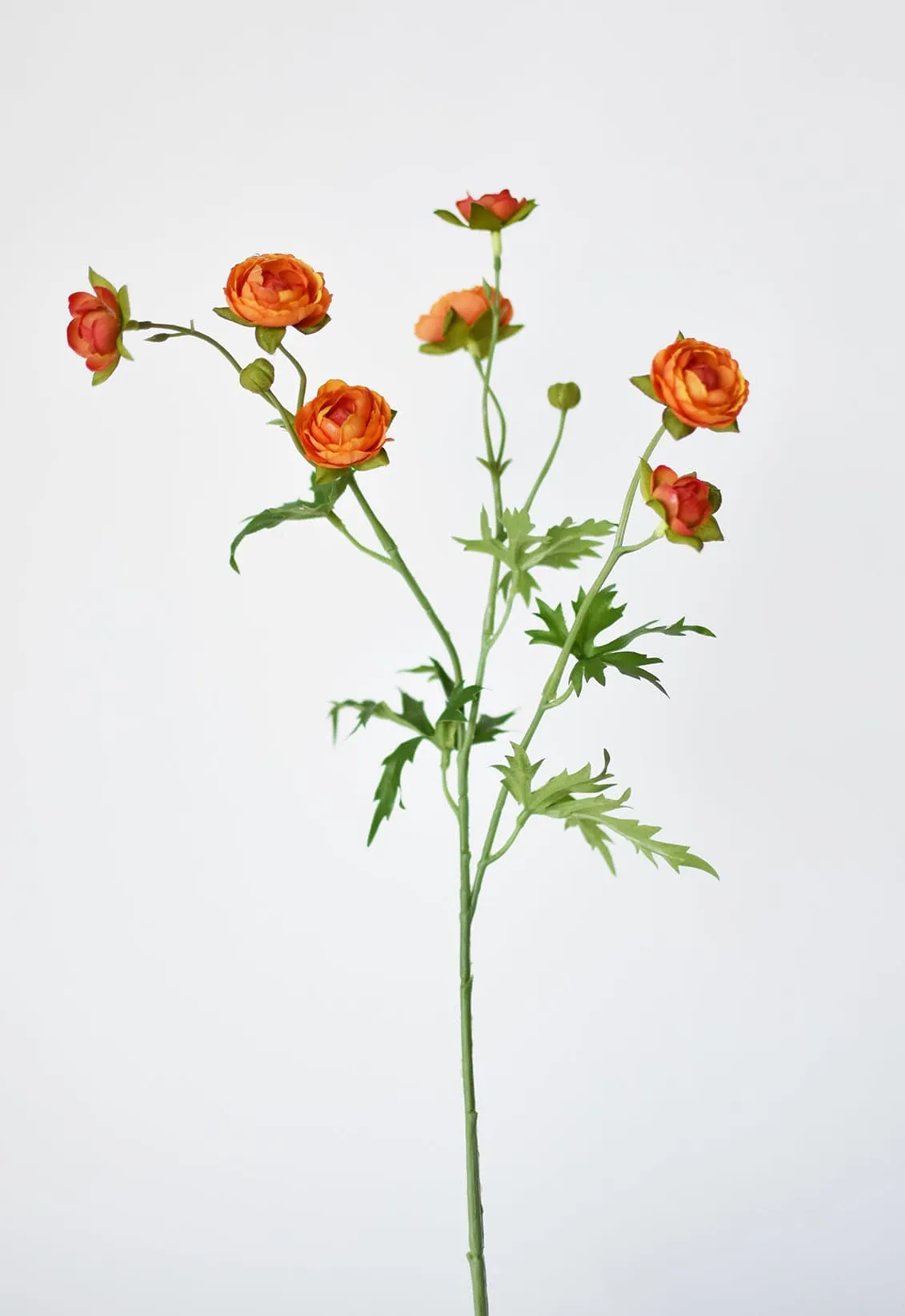 22" Faux Mini Orange Ranunculus Stem