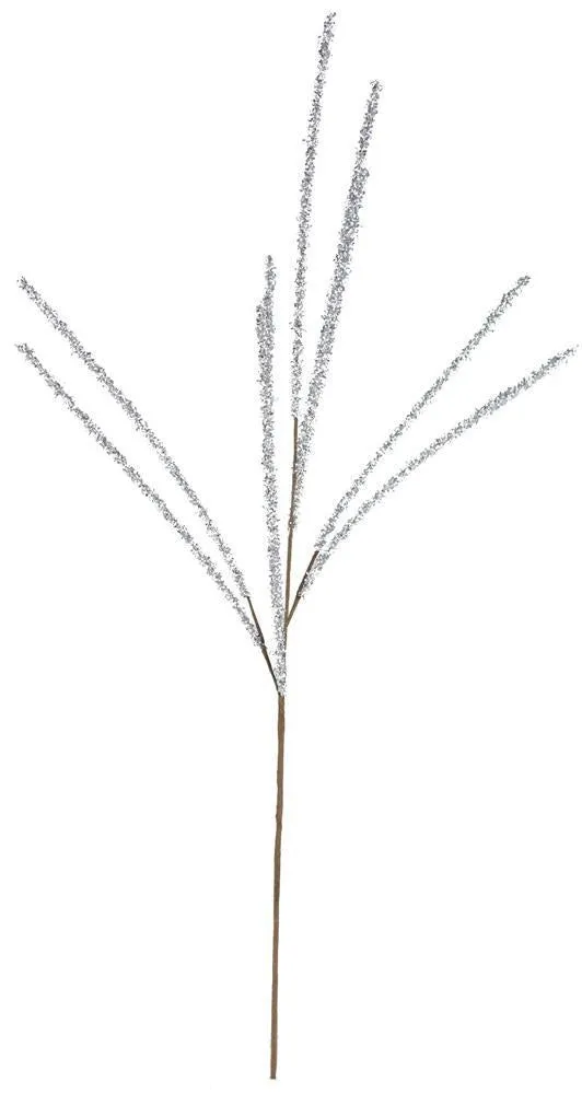 35" Silver Foil Glittered Twig Pick Spray