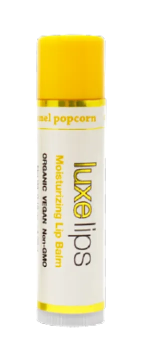 Beeswax Free, Nut Free Lip Balm- Luxe Lips Caramel Popcorn