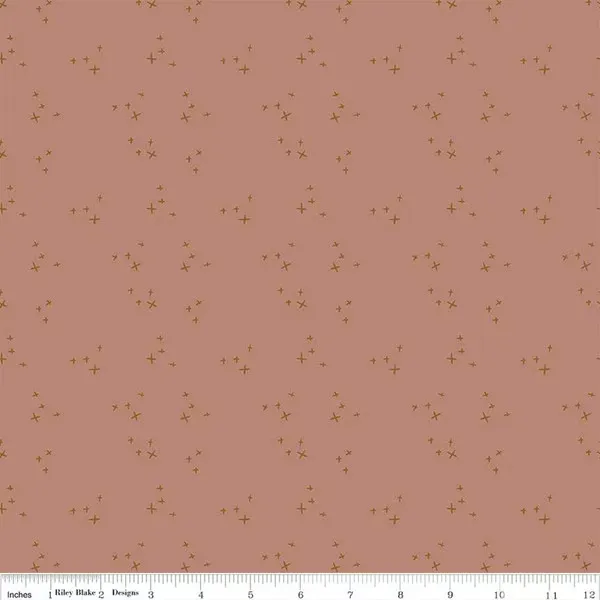 Blush n' Butterscotch by Simple Simon and Company for Riley Blake Designs - Cross Sparkles Dusty Rose - C15596-DUSTYROSE - Sold in 1/2 yard increments