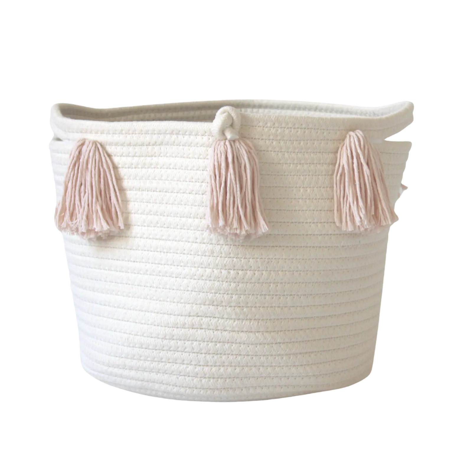 Blush Tassel Basket - Medium