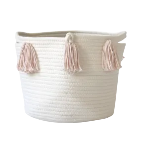 Blush Tassel Basket - Medium