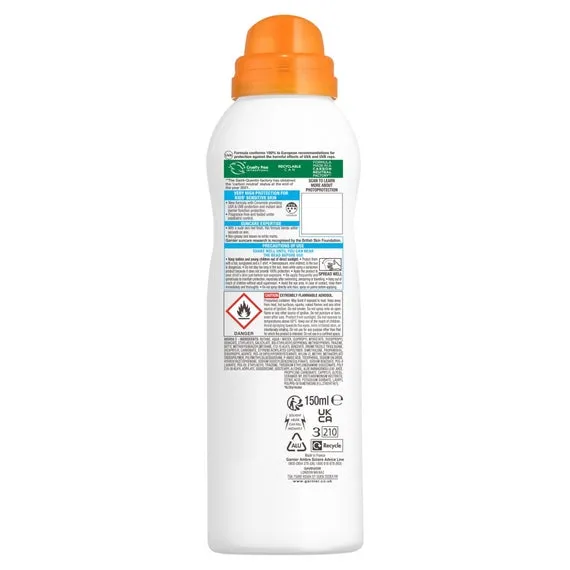 Garnier Ambre Solaire Kids SPF 50  Sensitive Advanced Anti-Sand Protection Mist 150ml