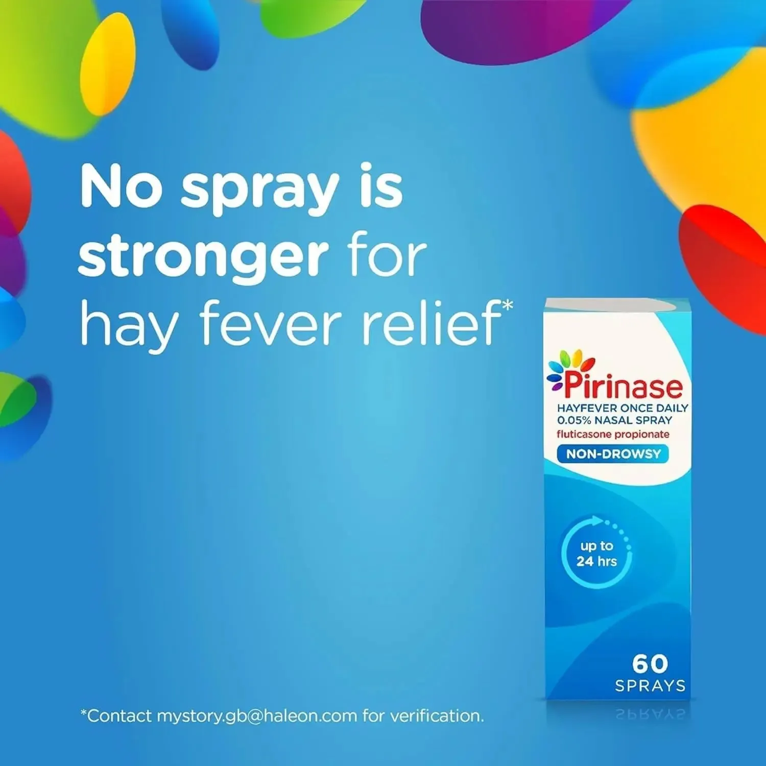 Pirinase Nasal Spray Hayfever Relief for Adults, Once a Day Dose-60 spray