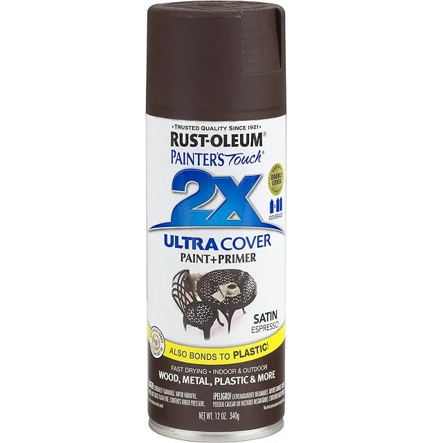 Rust-Oleum Painter's Touch 2X Ultra Cover Satin Espresso Paint Primer Spray Paint 12 oz