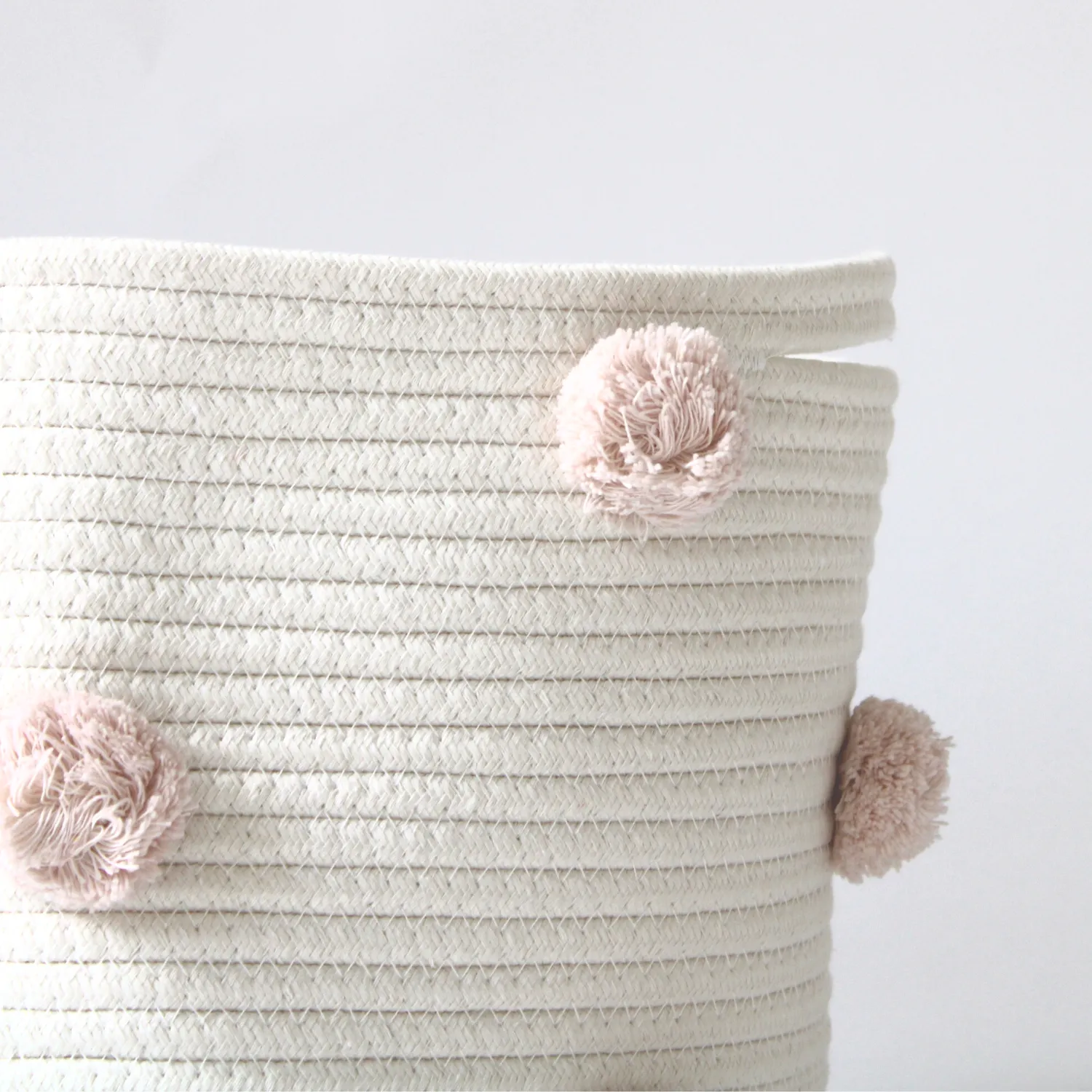 Set of 2 - Blush Pom Basket - Medium