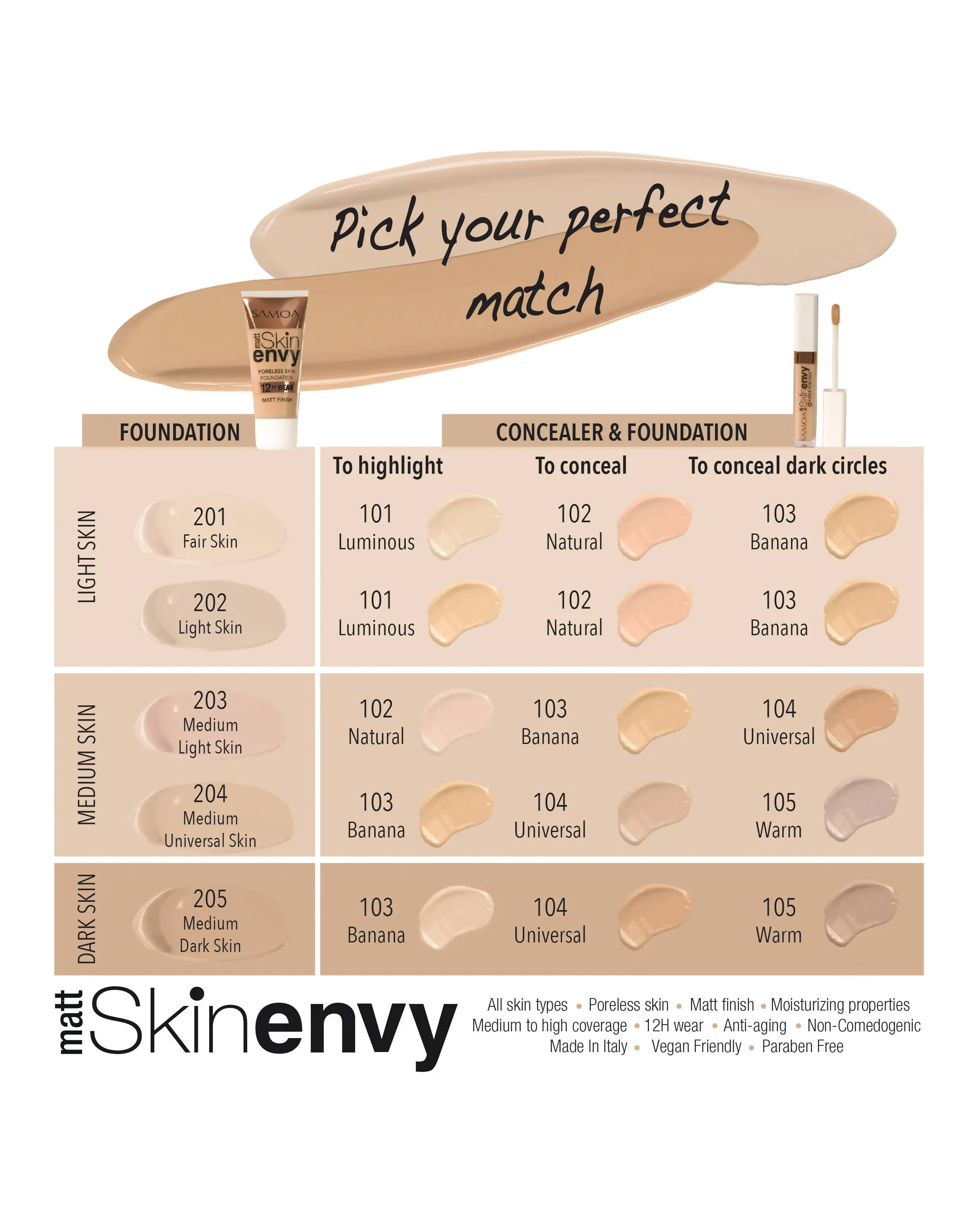 Skin Envy 2in1 Concealer and Foundation, Samoa