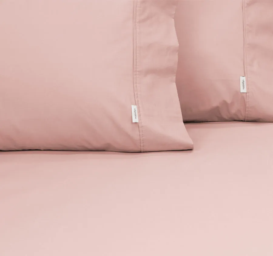 Tuscan Collection Cotton Percale Fitted Sheet Combo Set Range Blush