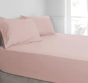 Tuscan Collection Cotton Percale Fitted Sheet Combo Set Range Blush