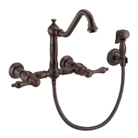 Whitehaus WHKWLV3-9402-NT-ORB Vintage III Plus Wall Mount Faucet with a Swivel Spout and Side Spray