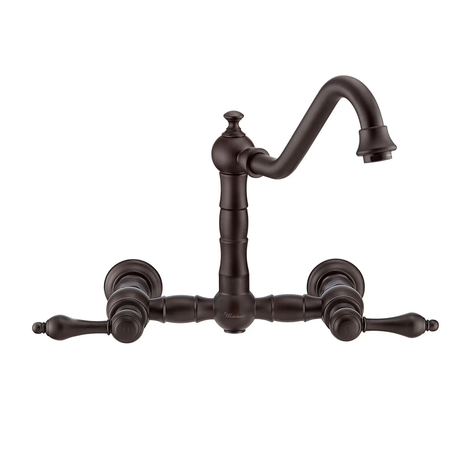 Whitehaus WHKWLV3-9402-NT-ORB Vintage III Plus Wall Mount Faucet with a Swivel Spout and Side Spray